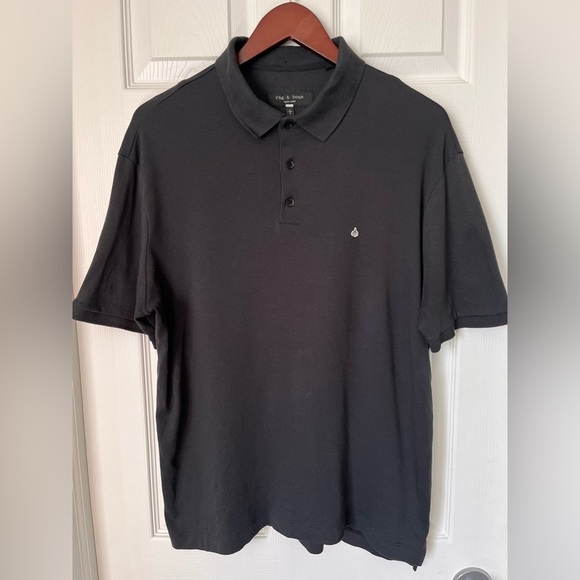Mens Rag & Bone Pima Cotton SS Polo Shirt Large - Picture 3 of 9